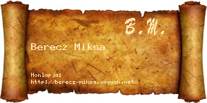 Berecz Miksa névjegykártya